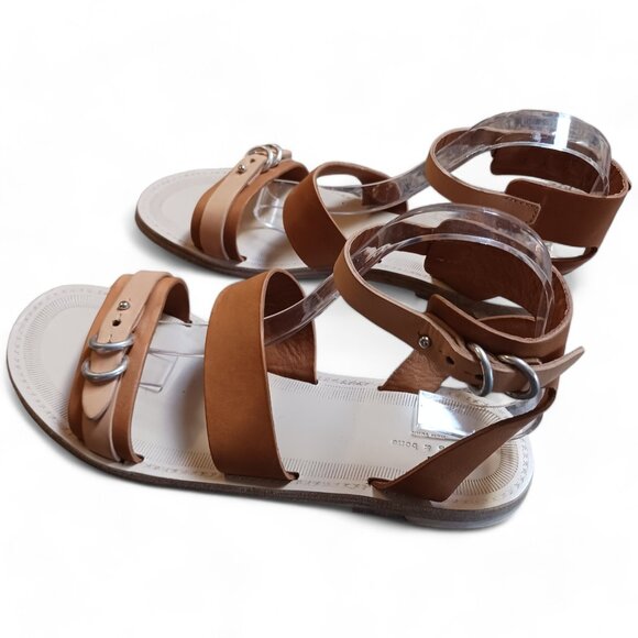 Rag & Bone Lara Ivory Tan Leather Flat Gladiator Sandals  Size 8.5 - Picture 5 of 14